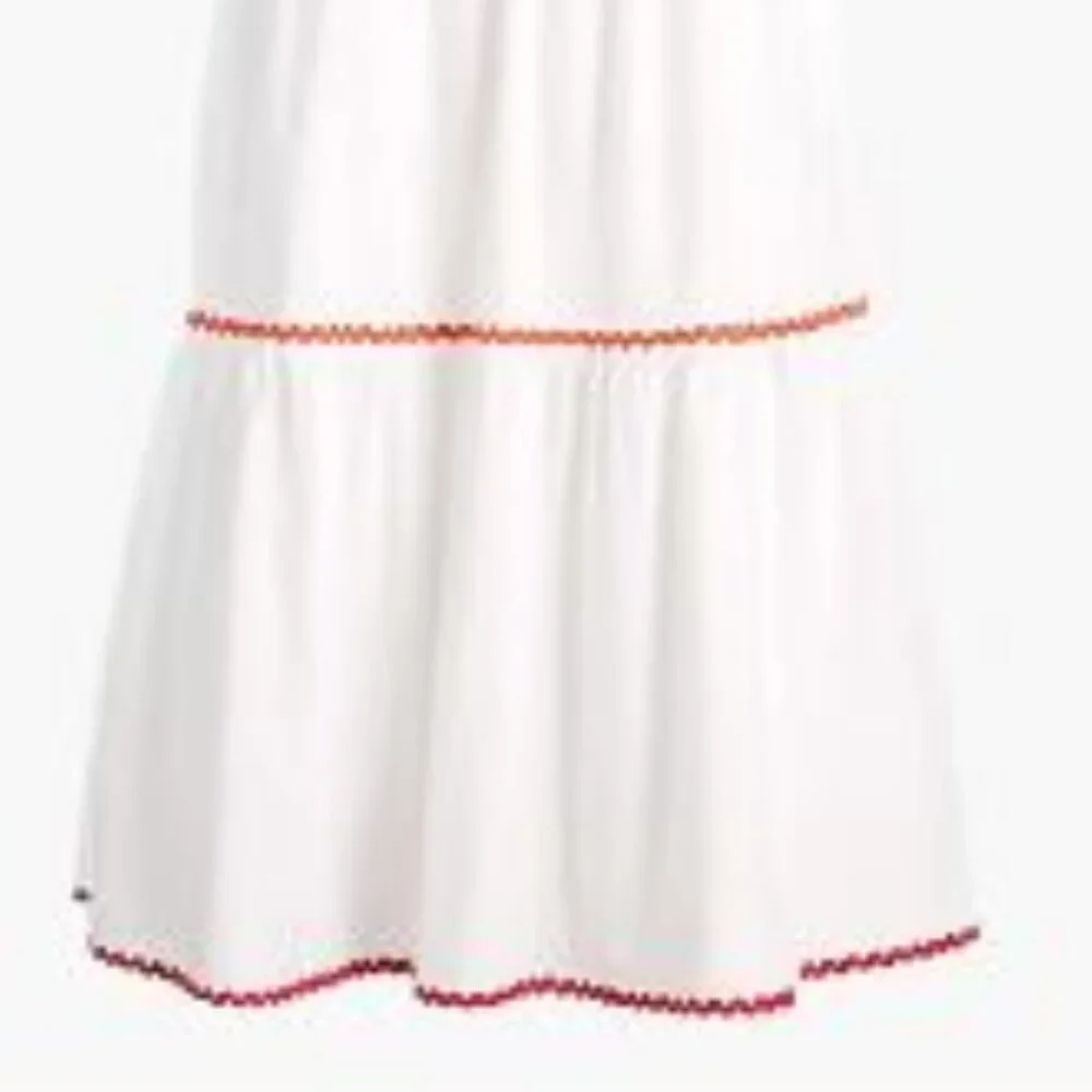 NWT J. Crew Tiered Midi Ruffle Dress with Rickrack Trim Womens Sz 2 MSRP $90